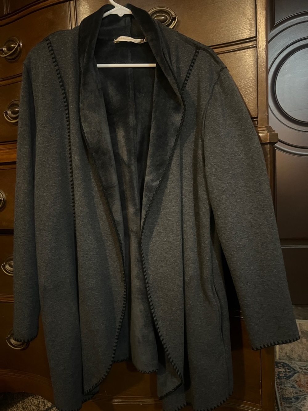 Soft Surroundings Dark Gray Open Front Cozy Jacket